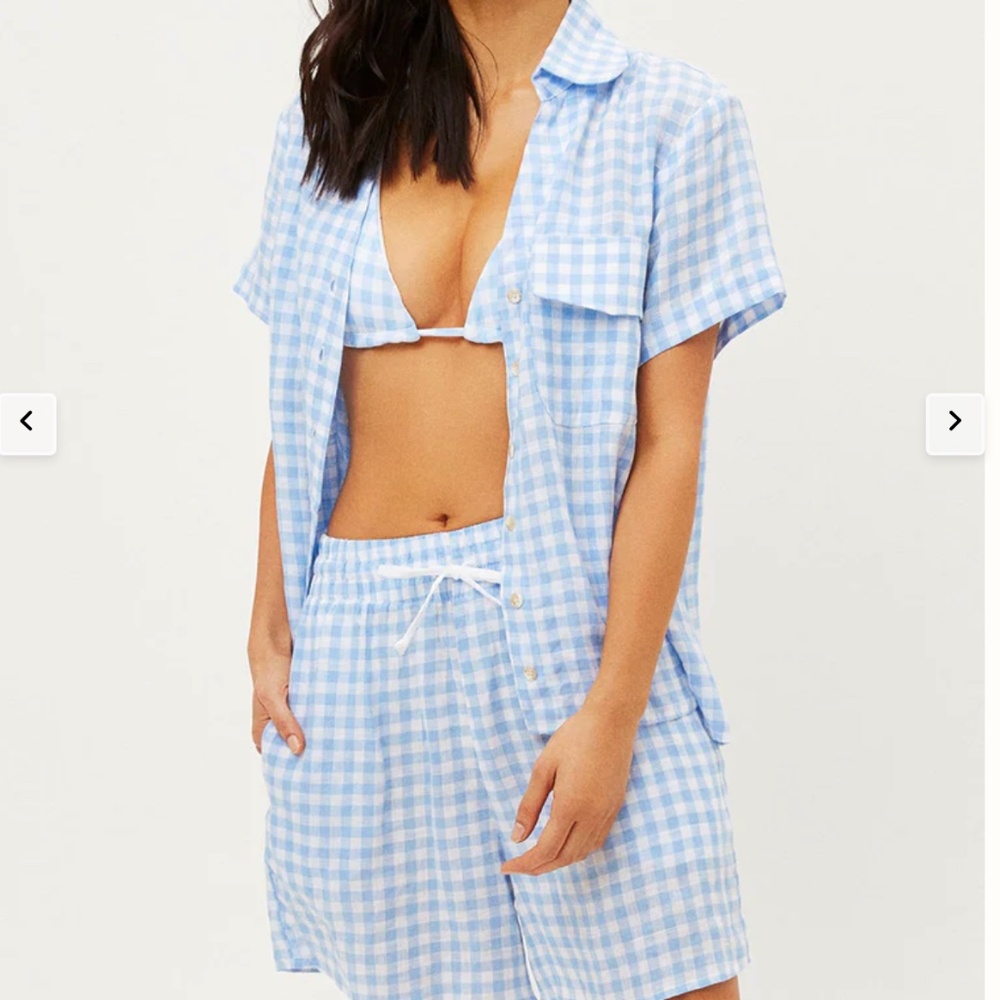 Frankie's Bikinis Lou Button Up Top - Bluebell (M)